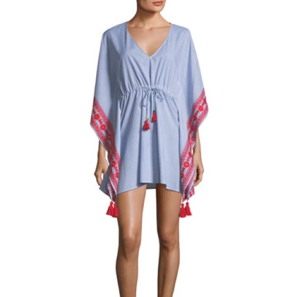 Tory Burch Ravena v-neck caftan with drawstrings. Size XS/S